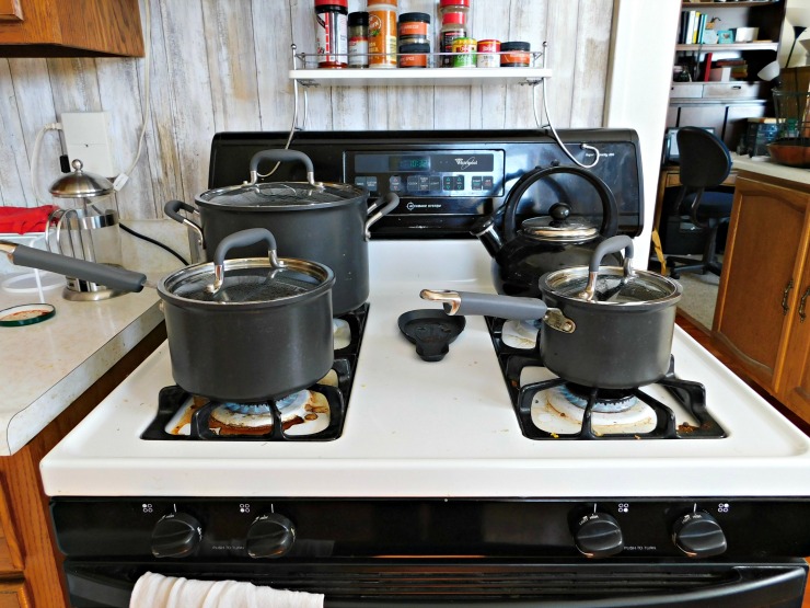Boil Water to Scour DIY Woven Wrap pots on stove